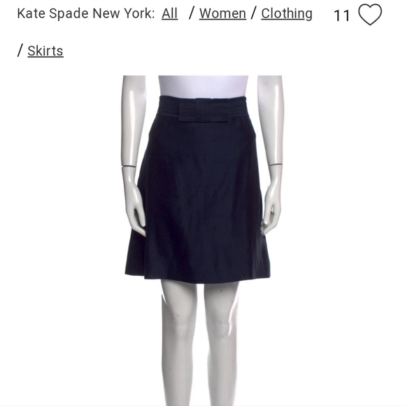 Kate SPADE NEW YORK BOW ACCENTS KNEE LENGTH NAVY & GOLD SKIRT SIZE 2 - Picture 1 of 8